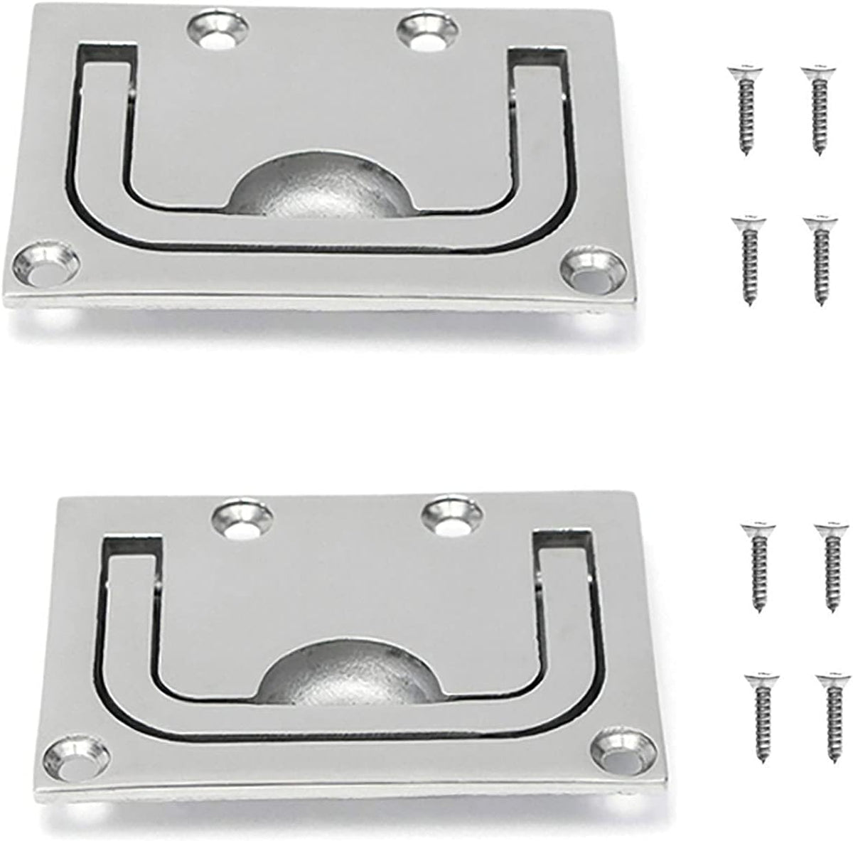 2pcs Marine Stainless Steel Flush Fitting Lifting Pull. Hatch Lift Ring Handle with Screws 