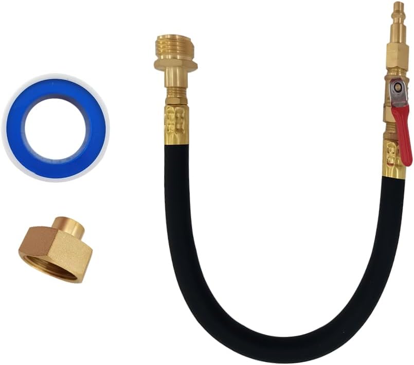Flush Hose Fitting Kit RV Winterizing with Sprinkler Blowout Adapter,Shut Off Valve For RV, Camper, Boat, Motorhome Systems 