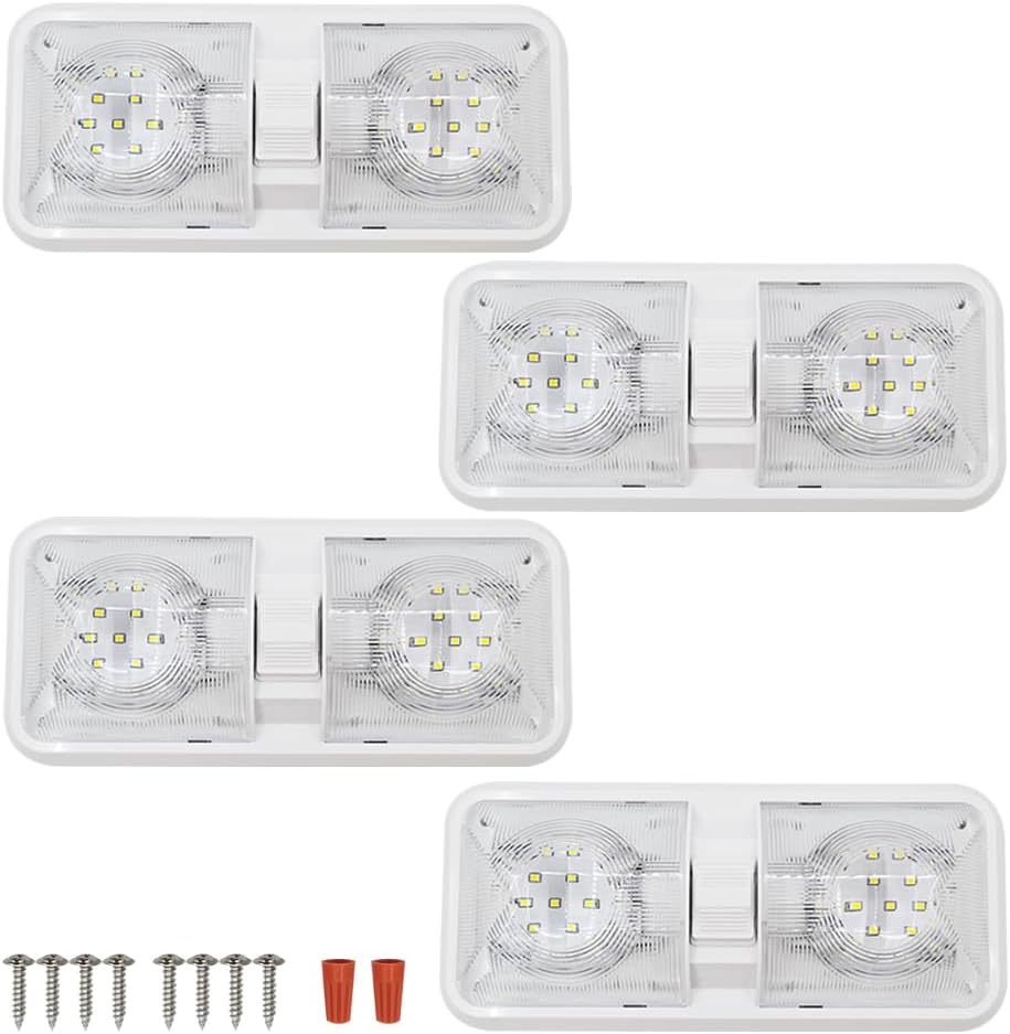 RV Lights Interior, 12 Volt Led 1000LM, Interior Fixtures 12V with Switch, Ceiling Dome Light Switch for Camper Trailer Boat Car,Natural White 