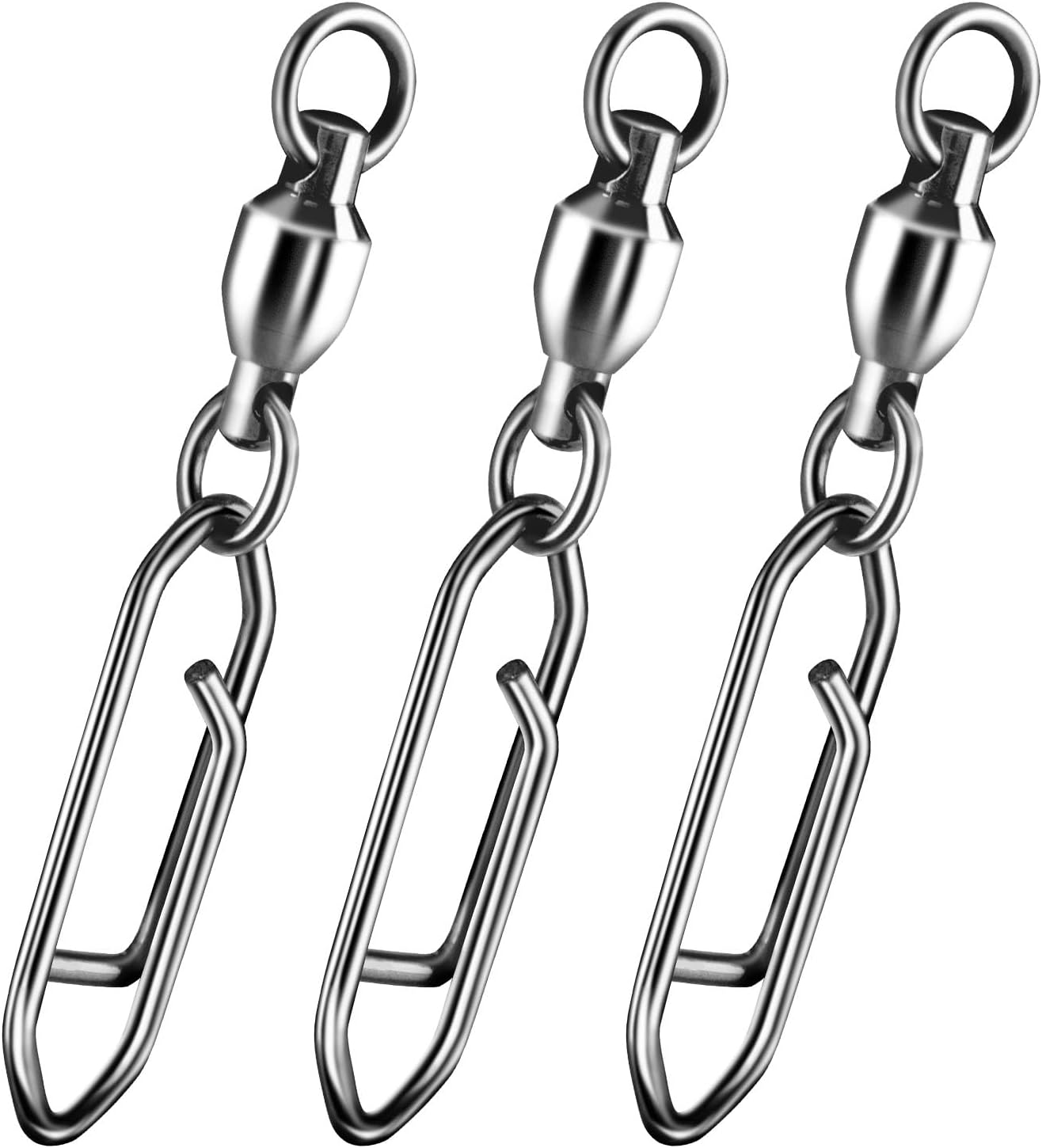 30-Pack Fishing Speed Clips Quick Change Snap Swivels, Ball Bearing Swivel Power Swivels Freshwater Saltwater Crankbait Popper Lures Snaps Connectors Tackle  Size 0+S (33LB) 30pcs