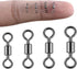 100-Pack Micro Swivels for Fly Fishing, Small Rolling Barrel Fishing Tackles, High Strength Swivel Hook line Connector with Black Nickel Coating  