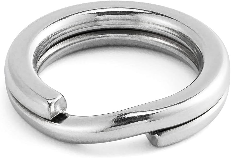 100-Pack Fishing Split Rings Stainless Steel Lure Rings, 9-400LB Hyper Wire Ring Heavy Duty Flattened Freshwater Saltwater Terminal Tackles Solid Snap Connectors  Size3-22LB-6mm-100pk