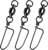 20-Pack Ball Bearing Swivels with Snaps, Fishing Snap Tackle Saltwater Freshwater Coastlock Snaps Barrel Swivel Leader Connector Downrigger Planer Release Clips  #2-49lb