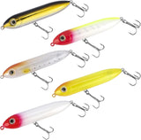 Top Water Fishing Lures Kit for Saltwater and Freshwater, Bass Treble Hooks Hard Baits, Walk-The-Dog Lure Set Pike, Striper, Speckled Trout 