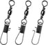 100-Pack Fishing Snap Swivels, Barrel Swivels Tackle with Snaps Freshwater, Stainless Steel Safty Interlock Swivel Black Nickel Coated Lure Hook Connector Quick Change Clips 