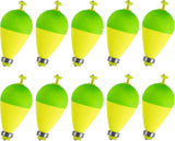 10 Pack Fishing Bobbers Floats, Weighted for Pear Shape EVA Foam Oval Snap-on Floats Corks Floaters Buoys Crappie Bass Panfish Bluegills Trout Yellow&Green 1.6IN - 9/32OZ