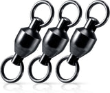30-Pack Fishing Swivels Ball Bearing Tackle, High Strength Stainless Steel Solid Welded Rings Barrel Swivel Hook Line Connector with Black Nickel Coating Saltwater Freshwater  #0-33LB