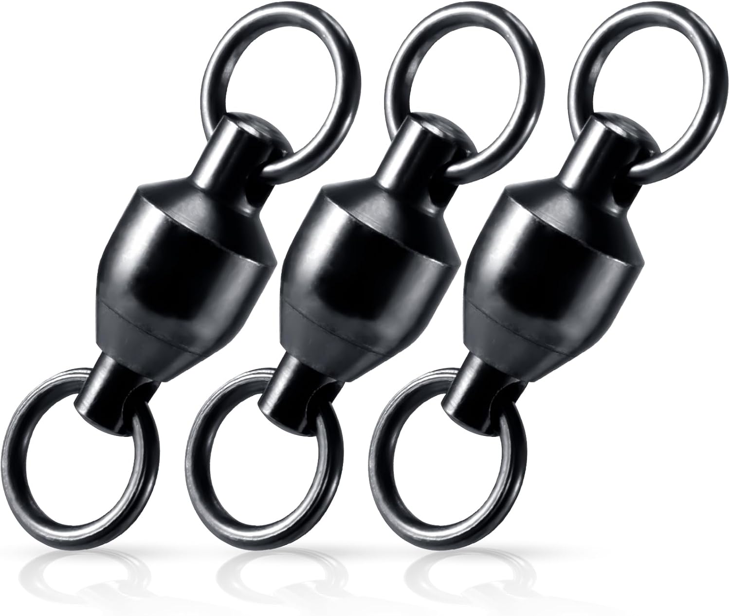 30-Pack Fishing Swivels Ball Bearing Tackle, High Strength Stainless Steel Solid Welded Rings Barrel Swivel Hook Line Connector with Black Nickel Coating Saltwater Freshwater  #0-33LB