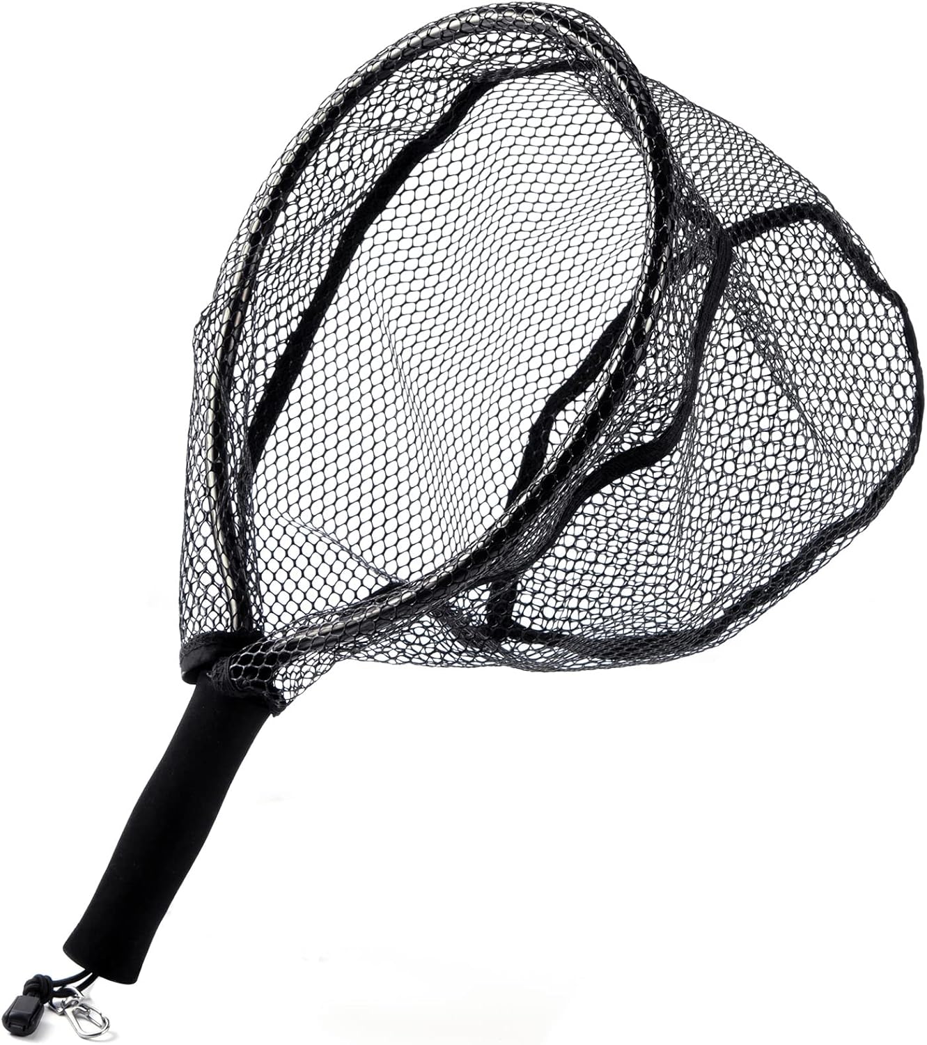 Fly Fishing Net with EVA Handle, Ice Landing Nets CNC Aluminum Alloy Frame, Rubber Coated Mesh Trout Kayak for Crappie Bass Sunfish Bulegill Panfish Black 