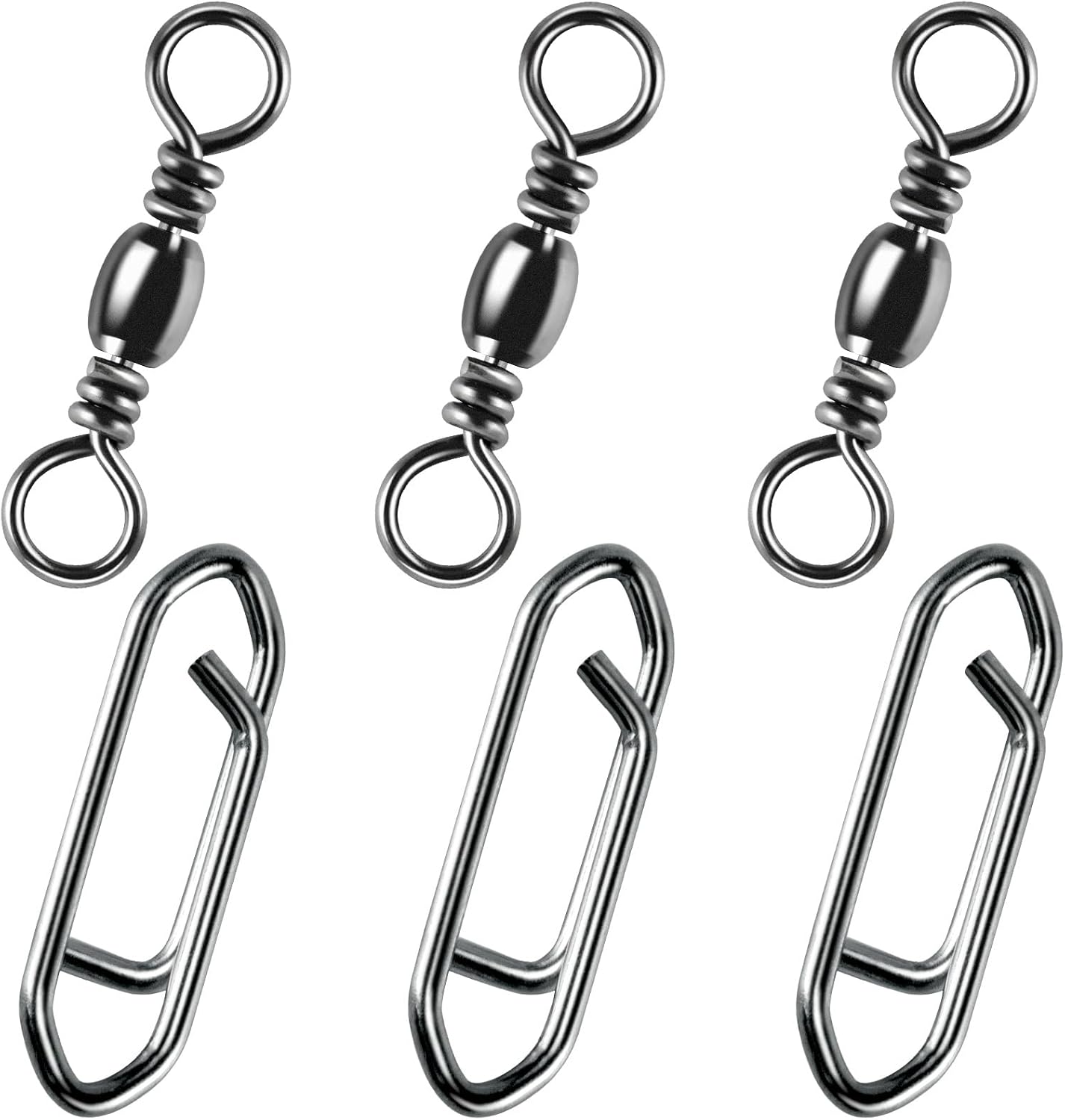 50-Pack Fishing Power Speed Clips 25LB Buy with 100-Pack Barrel Swivels 30LB 