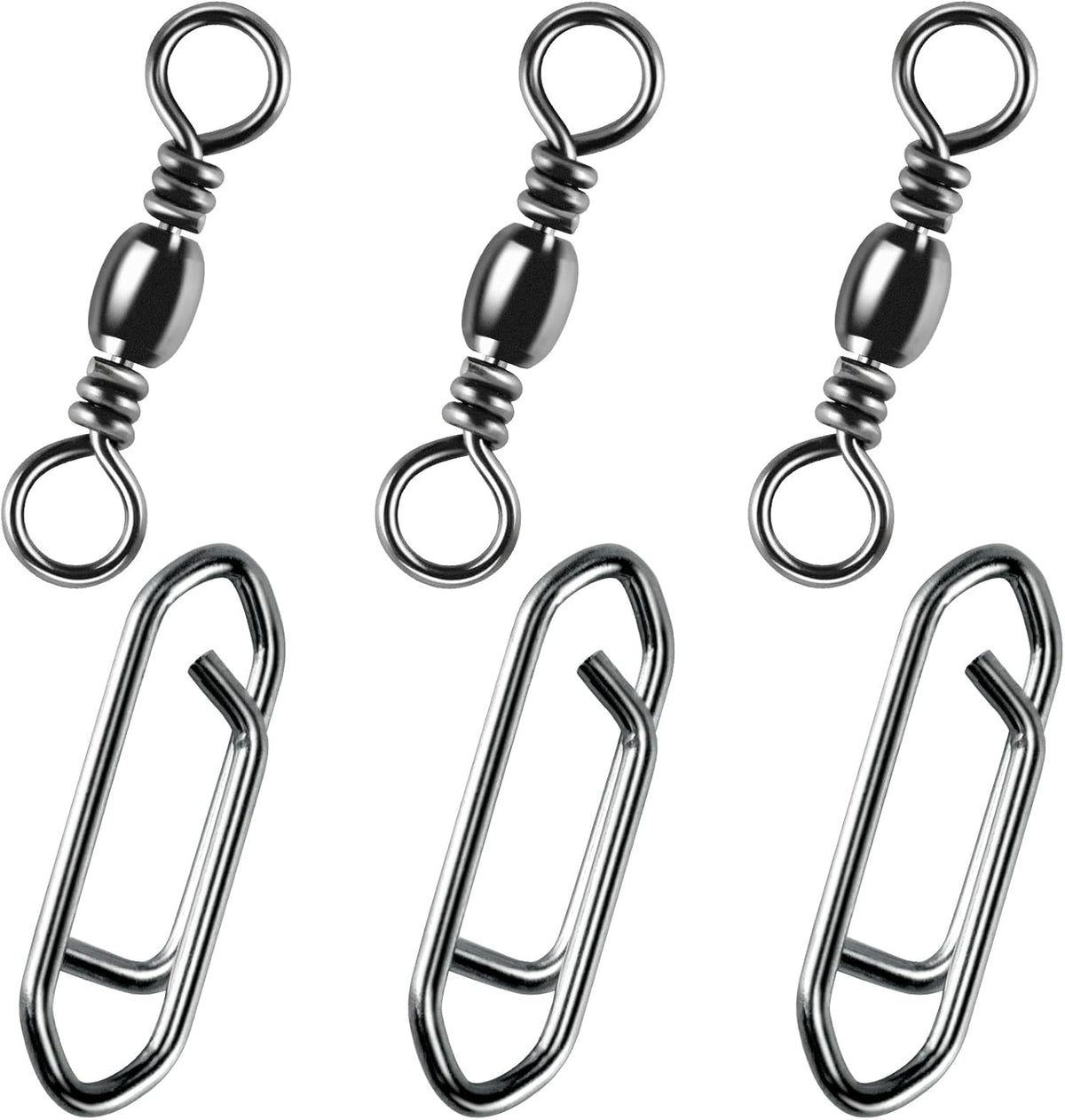 50-Pack Fishing Power Speed Clips 25LB Buy with 100-Pack Barrel Swivels 30LB 