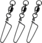 25-Pack Fishing Snap Swivels, High Strength Ball Bearing Swivel with Stainless Steel Coastlock Snaps, Black Nickel Coating Corrosion Resistance Freshwater Saltwater Snaps Swivels #9 