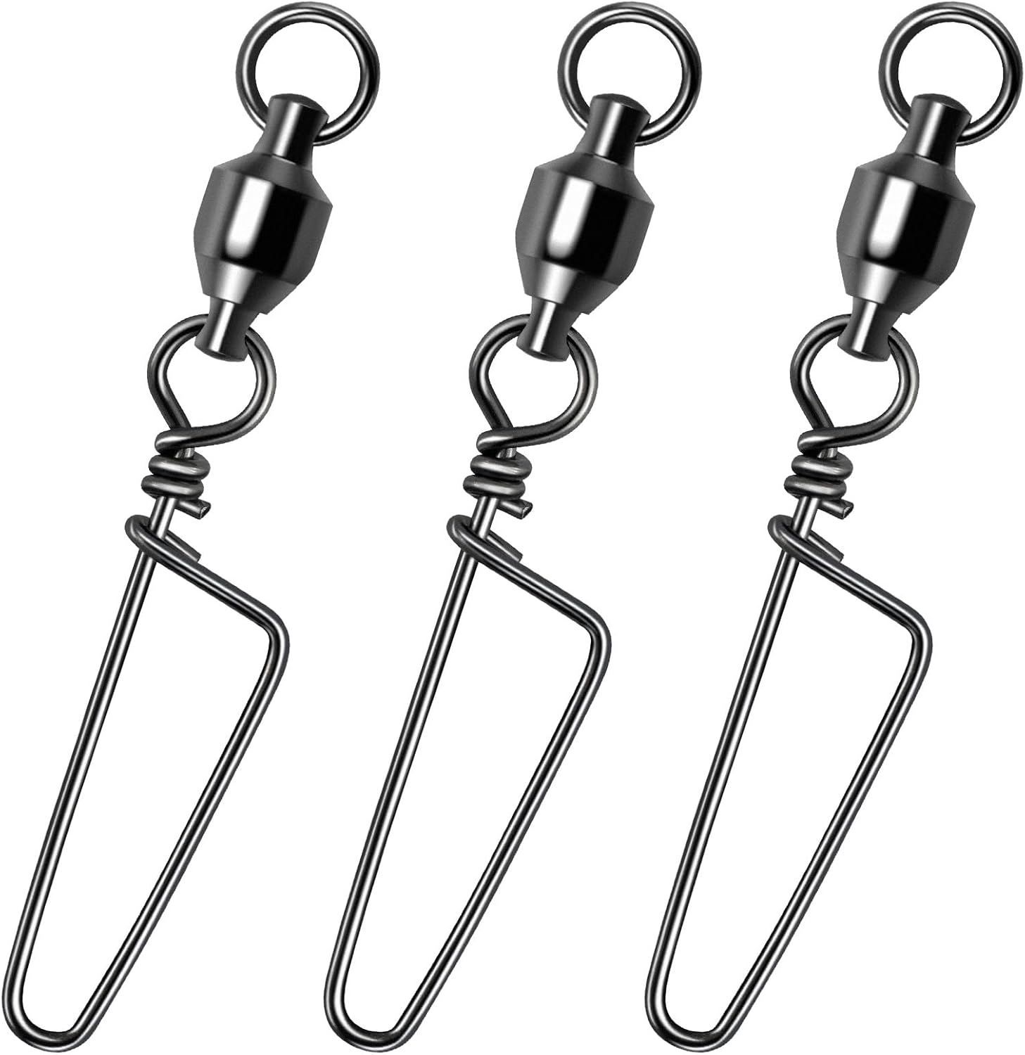 25-Pack Fishing Snap Swivels, High Strength Ball Bearing Swivel with Stainless Steel Coastlock Snaps, Black Nickel Coating Corrosion Resistance Freshwater Saltwater Snaps Swivels #9 