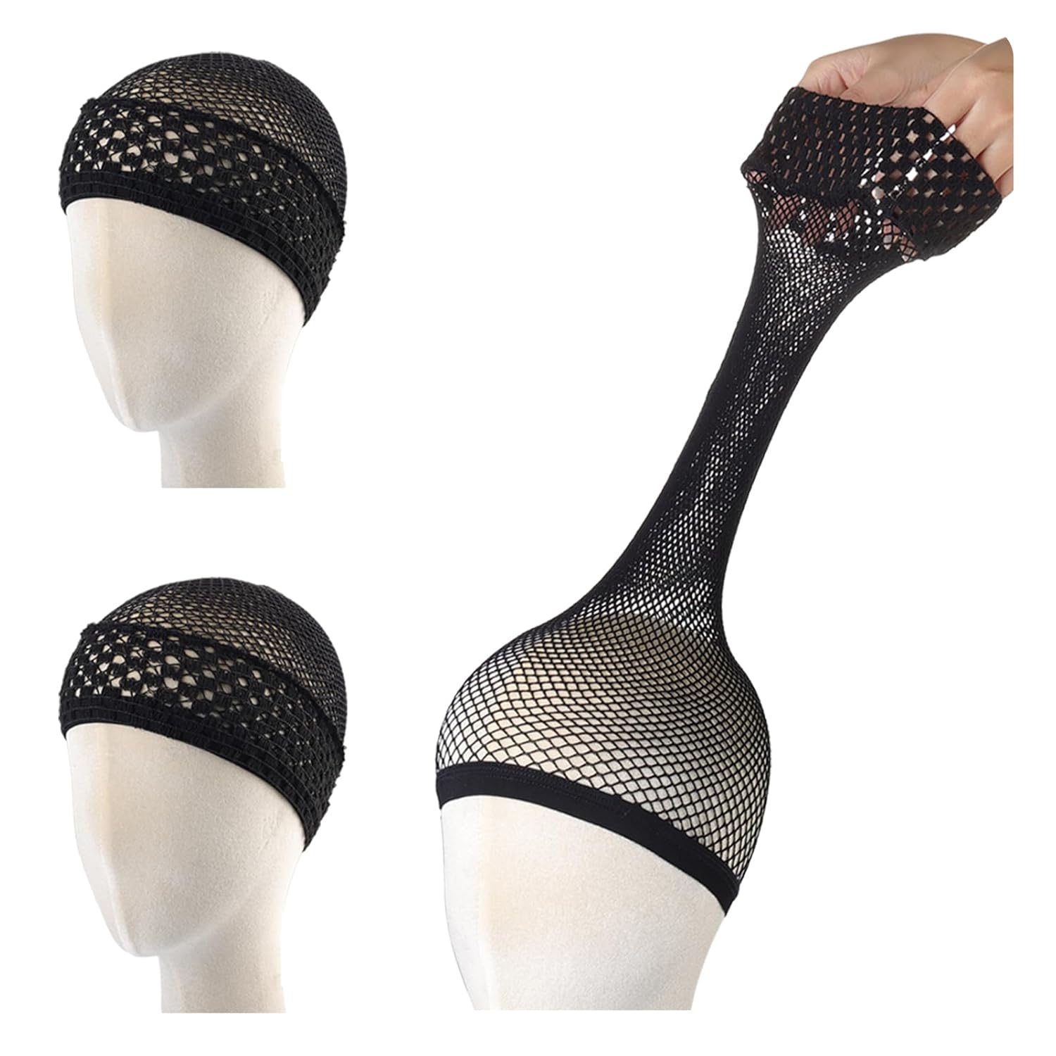 Hair Net for Wig, Wig Caps Women Long Hair, Halloween Cosplay, Black 2 PCS 