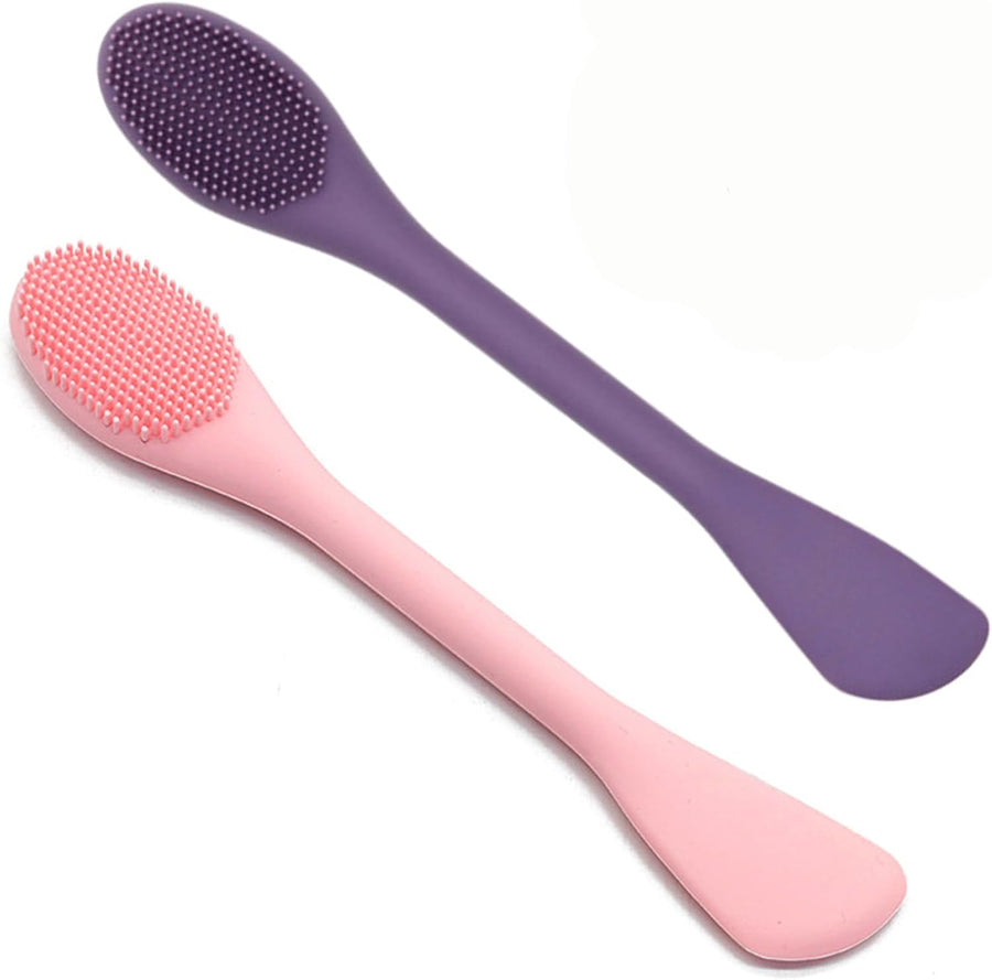 Silicone Face Mask Applicator Brush,Soft DIY Skincare Tools,Scrubber Exfoliator,Facial Cleansing Brush for Deep Gentle Exfoliating (Pink/Purple) Pink/Purple 