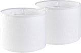 Set of 2 Pure White Linen Drum Lamp Shade 13" Top x Bottom 10" High (Spider) Contemporary Shades for Table Lamps & Bedside Replacement Lampshade - Petluno Assembly is Required White-Texture 13*13*10