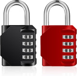 Petluno Padlock Numbers, 4-Digit Combination Lock, Weatherproof Lock for Outdoor Use (Black and Red) 2 Pieces, A-black&red 2P