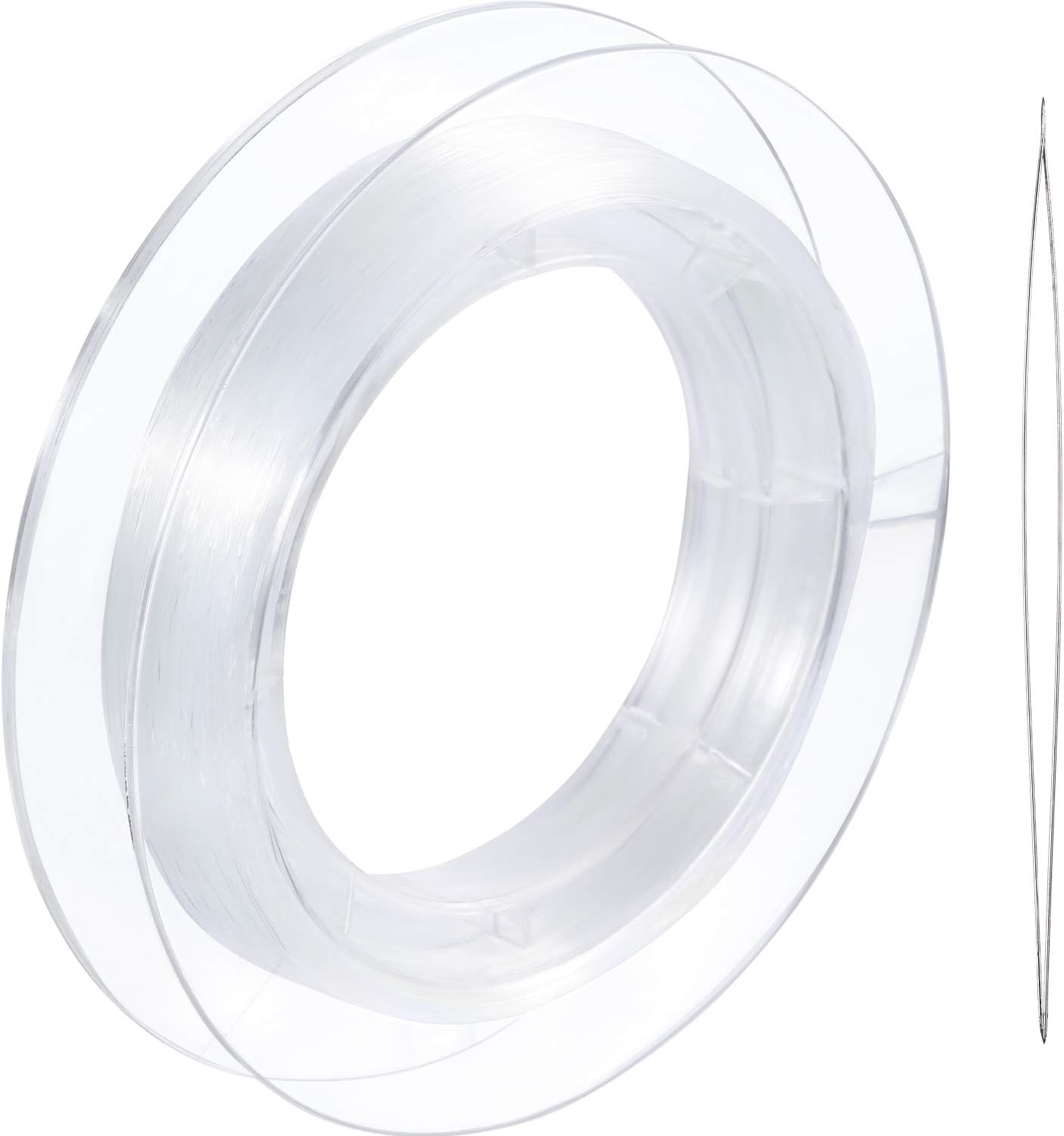200 m Clear Nylon Invisible Thread String for Hanging Christmas Decorations, Making Bracelets, Sewing Hobbies, 0.25 mm Beading Thread with Beading Needle 0.25mm