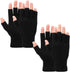 Petluno 2 Pair Fingerless Warm Gloves - Winter Half Finger Thickened Knit Touchscreen Stretchy Mittens for Men Women Black