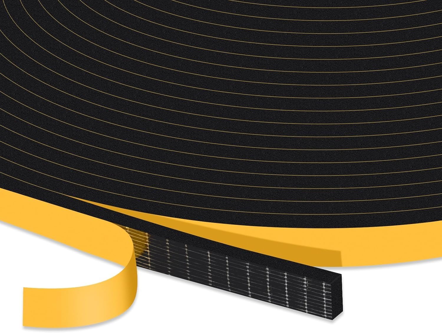 Joint Isolation for Window Door, Adhesive Rubber Foam, Sealing Insulation Strip, Anti-foid Shockproof, 6 mm (L) x 1.5 (H), total 10 m Black 1.5mm 10M