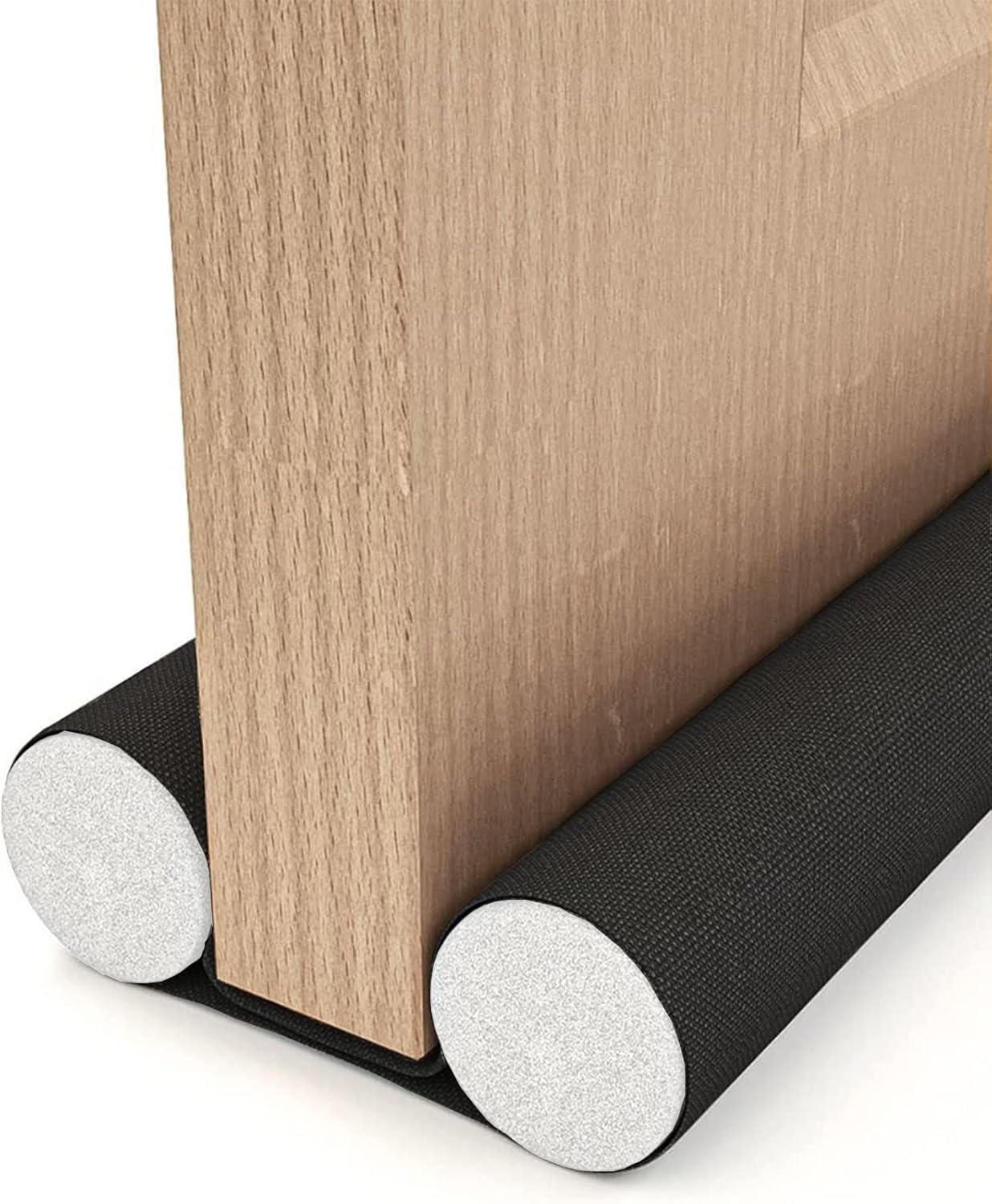 Insulated Door Draft Stopper with Eco-Friendly Oxford Fabric, Petluno 93cm Cut to Size, Double for Internal Doors 3-5 cm, Black