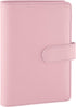 Petluno A6 PU Leather Notebook Binder 6 Ring Refillable Budget Cover for Refill Paper, Loose Leaf Personal Planner Organizer with Magnetic Buckle School, Office, Travel & Photocard, Pink