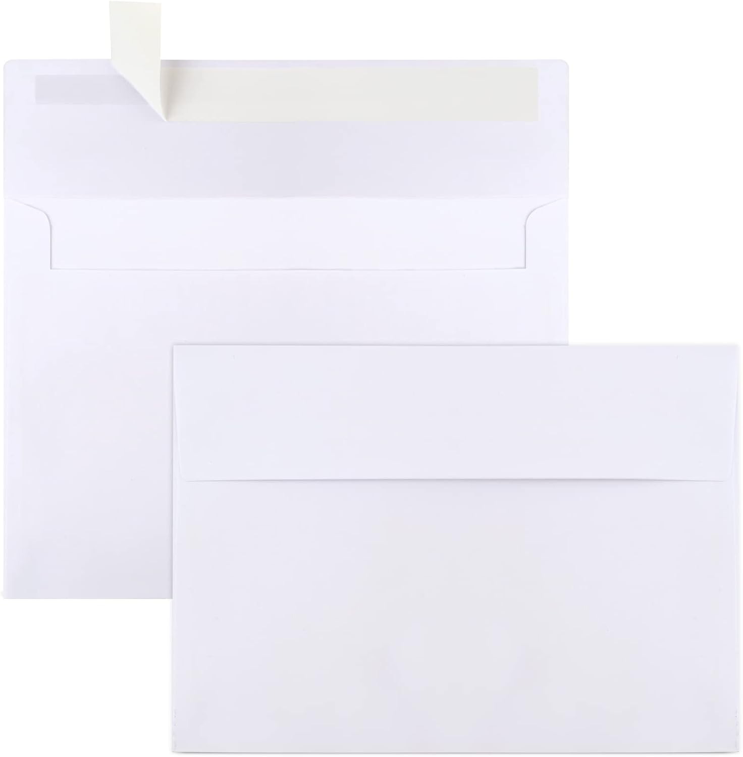 50 Packs 5x7 Envelopes, White A7 Envelopes for Invitations, Printable, Self Seal Weddings, Photos, Postcards, Greeting Cards, Mailing (5.25x7.25in)