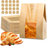 50 Pcs Bread Bags for Homemade Bread, Sourdough Paper With Window, 50% Thicker 13.7x8.2x3.7in A Large Bakery Used Storage Cookies & Snacks, 60 Cute Sealing Stickers Ties