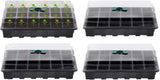 Petluno 4-piece seedling trays, 24-cell plastic seedling propagation trays, flower seed growing containers with adjustable ventilation openings for greenhouse, garden, home (with lids and bases)