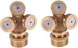 2 PCS 3 Hole Brass Atomizing Nozzle Mist Water, Brass Garden Spray Sprinkler for Gardening and Agriculture
