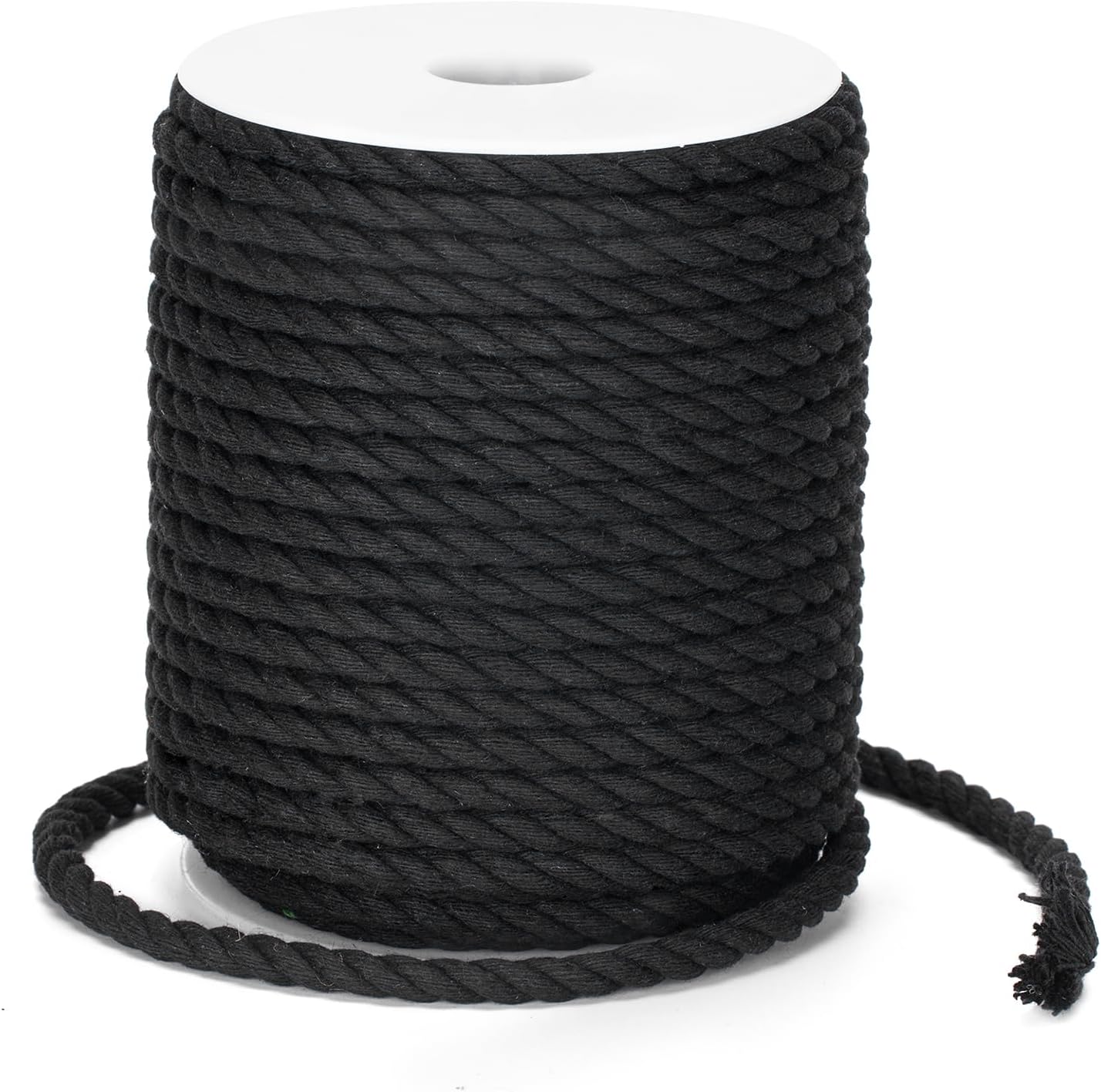 Petluno Macramé Cord 6 mm, 30 m Black Cotton Rope Thick for Crafting, Wall Hangings, Plant Hangers, Knitting, Gardening, Decoration Black 6mm 30m