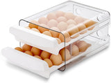Petluno Egg Container for Fridge, 40 Grid/2 Tier Egg Holder, Fresh Egg Storage Box, Egg Tray and Egg Storage, Clear Plastic