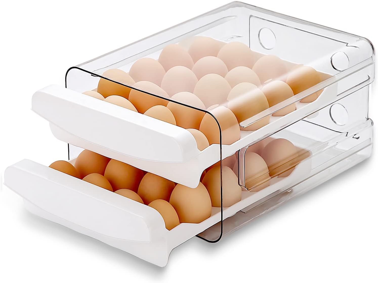 Petluno Egg Container for Fridge, 40 Grid/2 Tier Egg Holder, Fresh Egg Storage Box, Egg Tray and Egg Storage, Clear Plastic