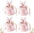 Easter bags with drawstring, 4 pieces of velvet Easter bags, ear-shaped Easter bags, for filling, for candy, cookies, snacks pink