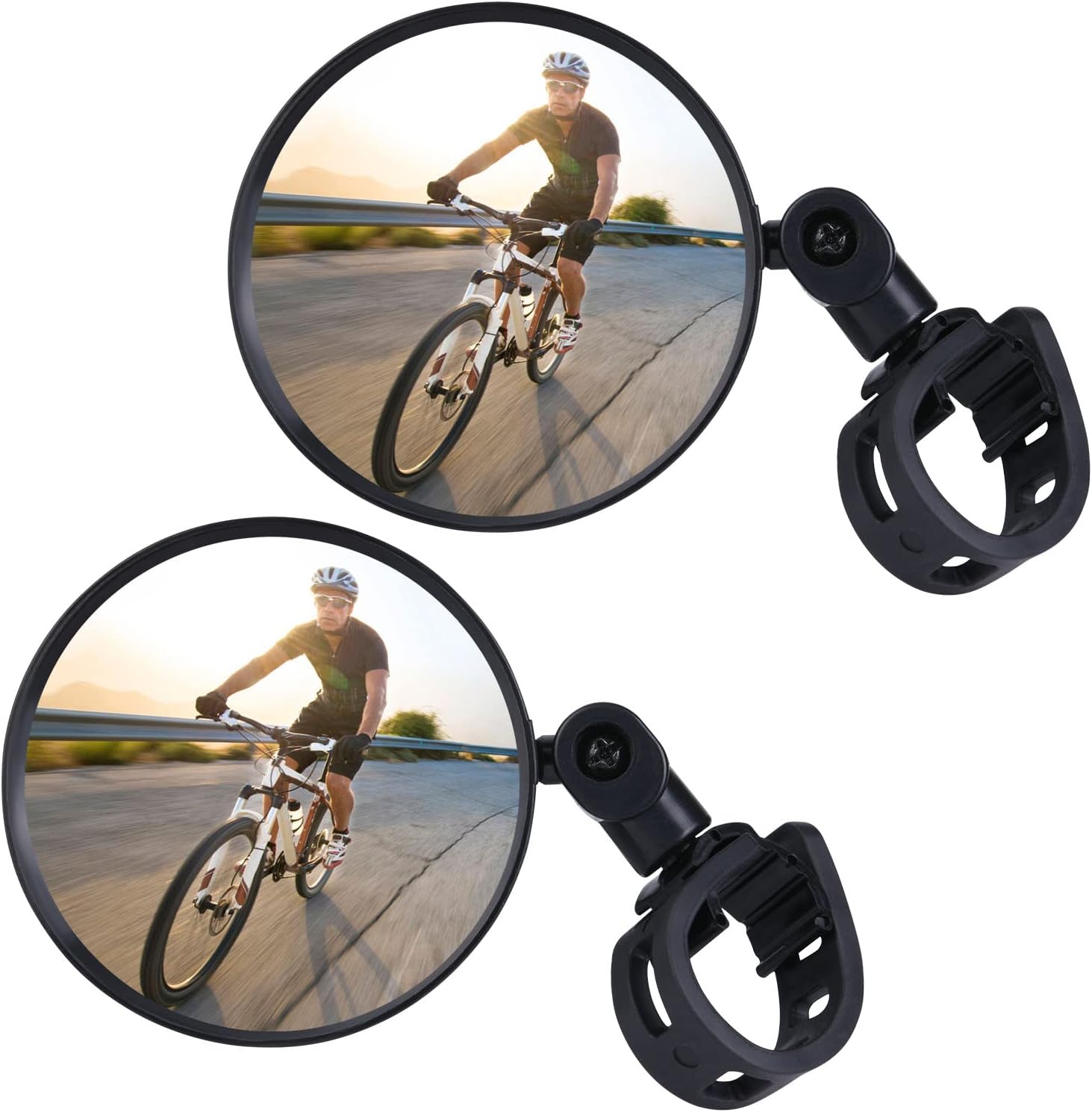 Petluno Bike Mirrors, 2 large angle mirrors 360° rotatable, adjustable, HD-nylon resin bike mirrors, for handlebars 15 to 35 mm, bike accessories for all round bikes