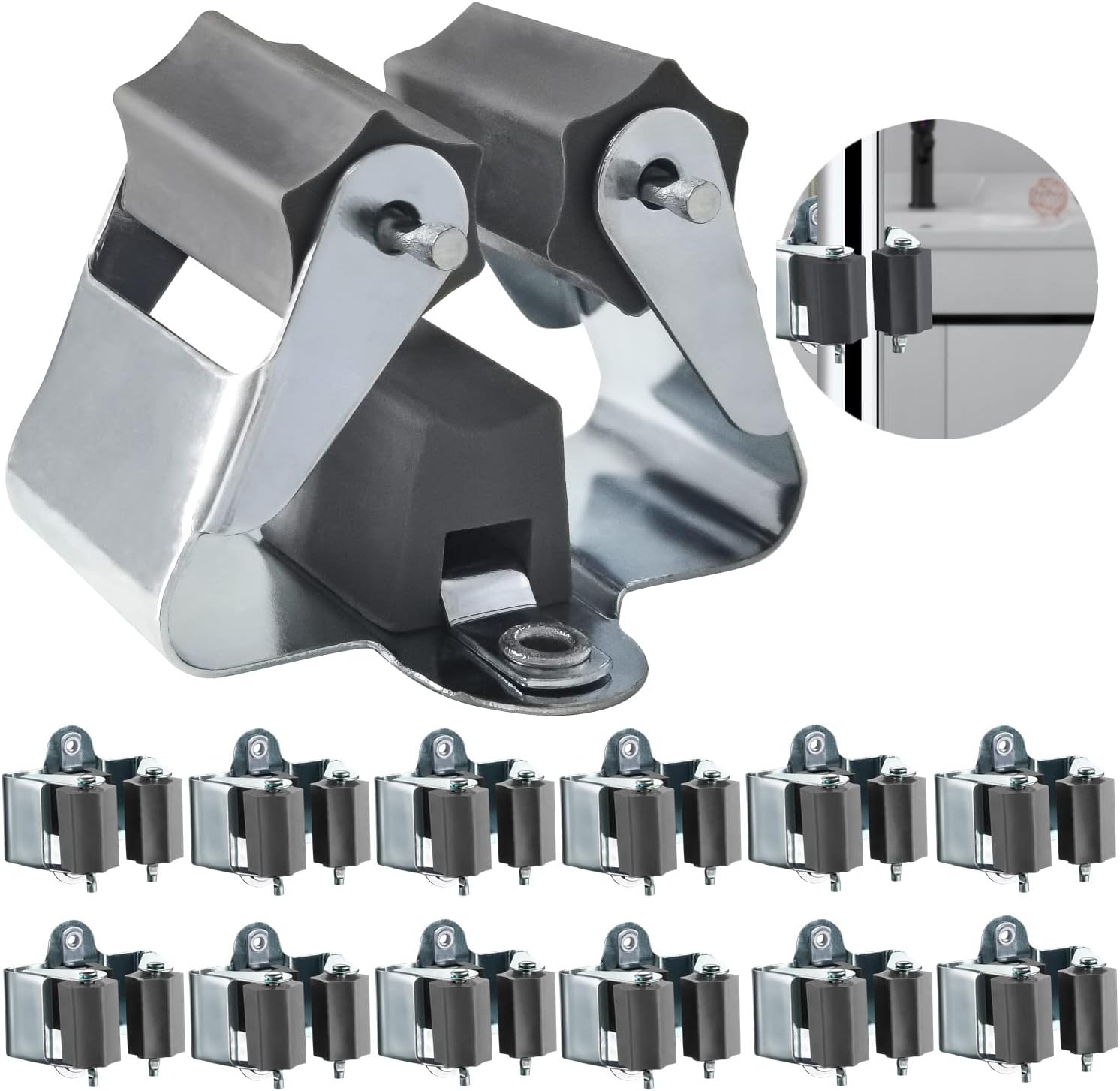 Petluno Broom Holder - Tool Holder Broom Wall Mount System Multi Wall Holder Mounting System Garden Tools Set Including Fixing Hardware (blue) grey 6