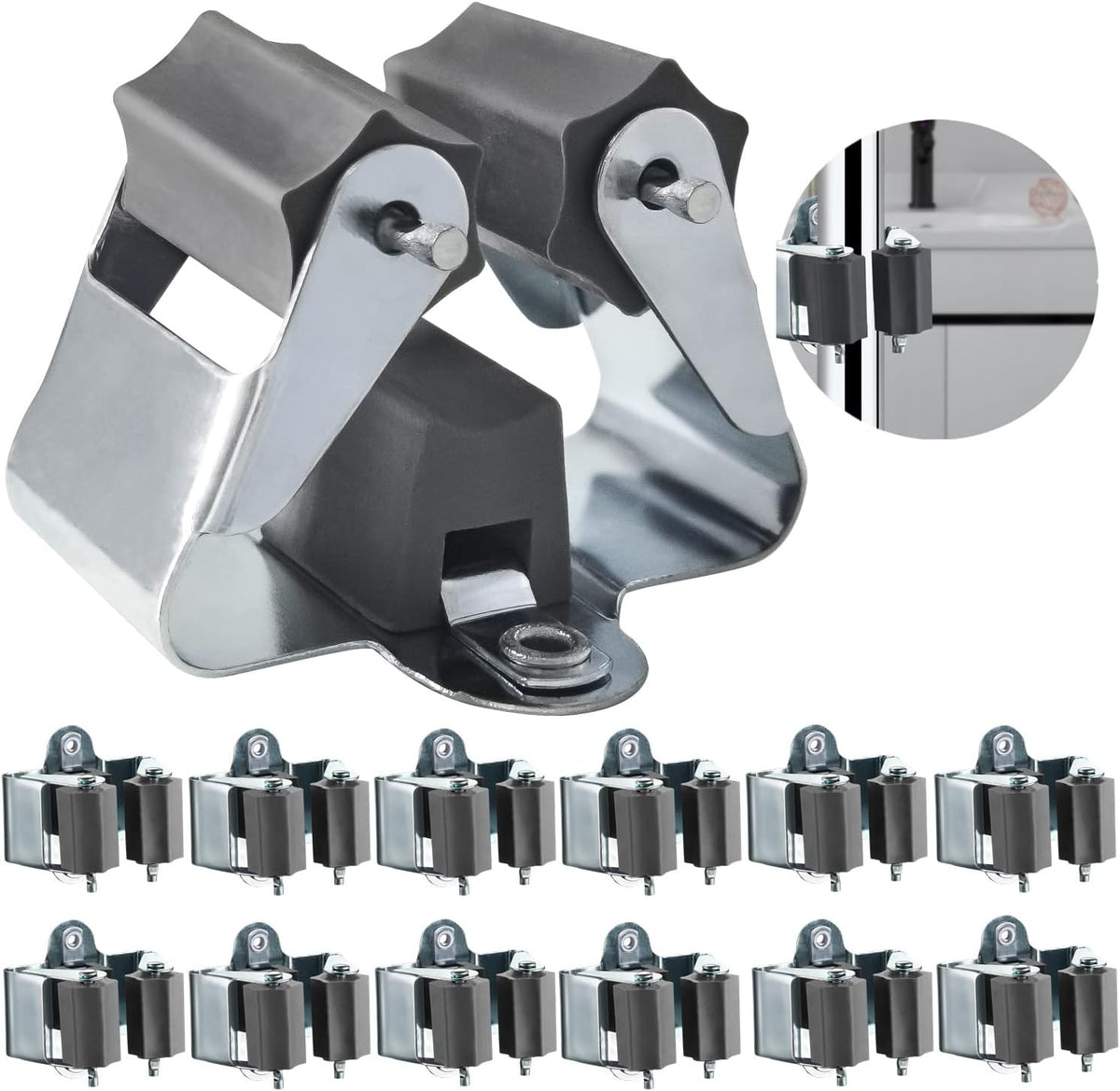 Petluno Broom Holder - Tool Holder Broom Wall Mount System Multi Wall Holder Mounting System Garden Tools Set Including Fixing Hardware (blue) grey 6