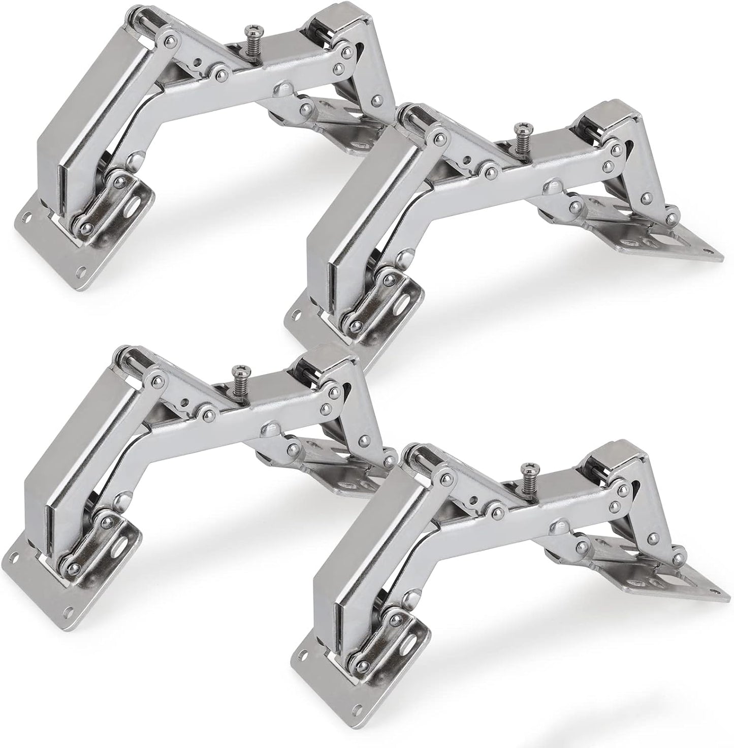 Spring-loaded hinge, 170 degrees, for kitchen cabinets, door hinges, large angle door hinges, angle stop, self-closing hinge, 4 pieces, improved version with buffer damping