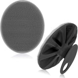 Soft Silicone Body Cleansing Brush Shower Scrubber, Gentle Exfoliating and Massage for All Kinds of Skin (Gray+Black)