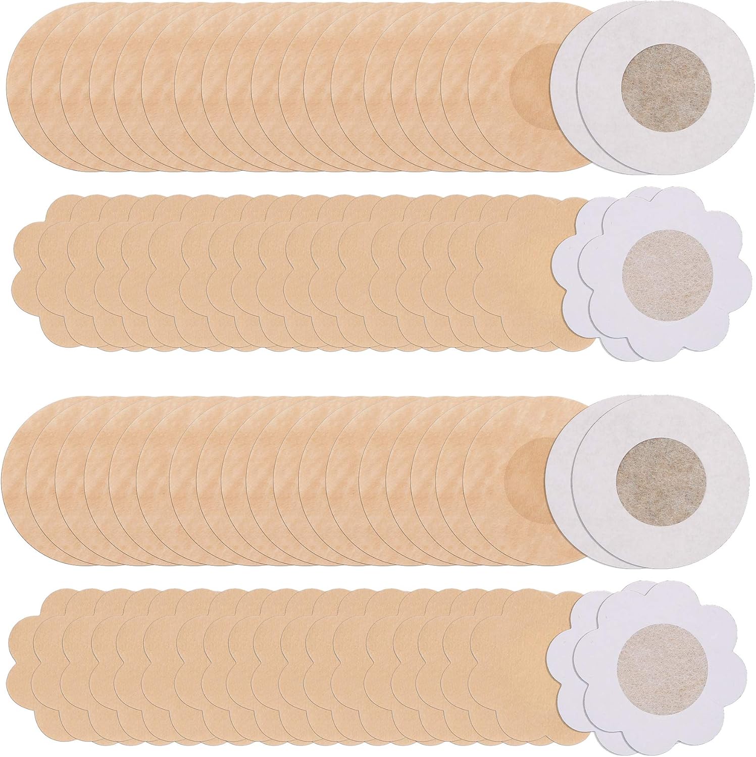 80 Pieces of Nipple Covers Breast Pasties Comfortable Adhesive Bra Disposable Satin Petals Pasties for Women Beige