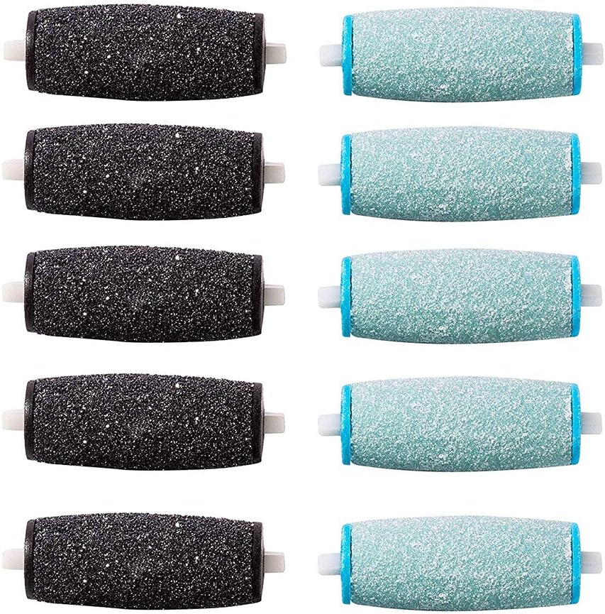 5 Extra Coarse & 5 Regular Coarse Refill Rollers, Professional Replacement Roller Heads Compatible With Amope Pedi Perfect Electronic Foot File