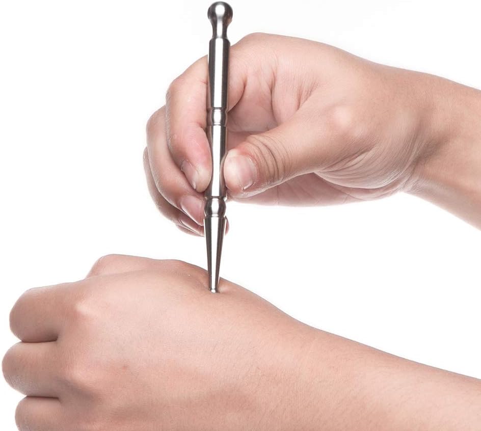 Stainless Steel Deep Tissue Massage Tool-Manual Acupuncture Pen-Trigger Point Massage Relief Pain Therapy Tools Full Body Relaxing Trigger Self-Massage Acupressure Bar (A)-A