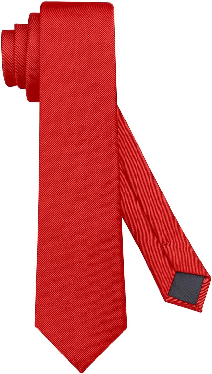 Men's Ties Solid Pure Color 2.35" (6CM) Plain Slim Necktie Skinny Ties For Men