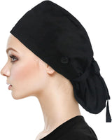 Adjustable Working Cap with Button, Cotton Working Hat Sweatband, Elastic Bandage Tie Back Hats for Women & Men, One Size