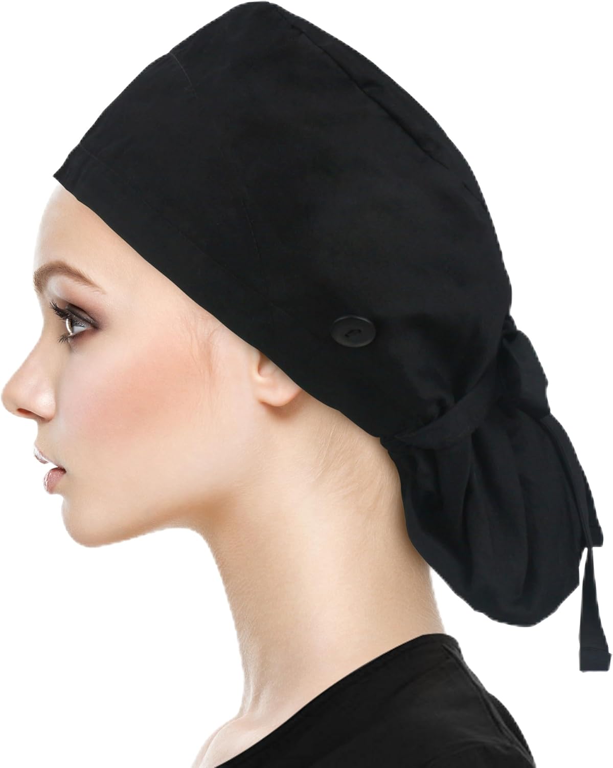 Adjustable Working Cap with Button, Cotton Working Hat Sweatband, Elastic Bandage Tie Back Hats for Women & Men, One Size