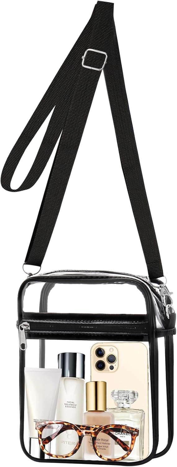 Clear Bag Stadium Approved, Clear Purse Crossbody Bag, Adjustable Shoulder Strap Clear Bags for Concerts