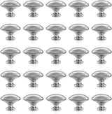 25 Pack Cabinet Hardware Round Knobs Silver Kitchen Mushroom Brushed Nickel Knobs, Cupboard Heavy Knobs, Door Handle Pull for Bathroom Drawer, 1-1/8 inch (29.5mm) (25 Pack)