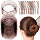 Hair Accessories Set: 20PCS Mesh Hair Nets Invisible and 40PCS U Shaped Hair Pins for Women, Girls, Ballet Bun Maker & Dance (Hair Nets- 20 inch(50cm), Hair Pins- 2.4 inch(6cm)), Brown
