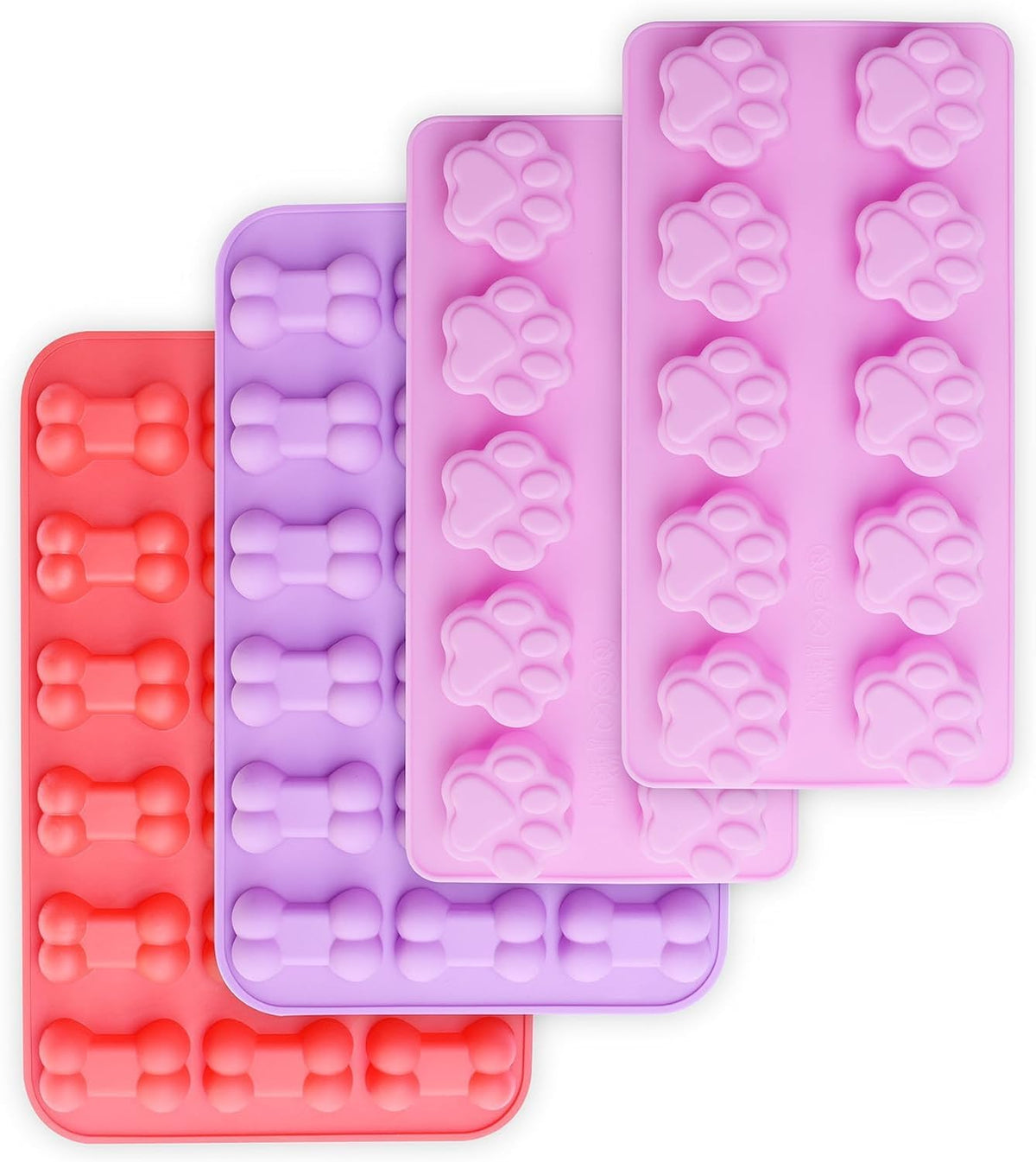 Puppy Dog Paw and Bone Silicone Molds, Non-Stick Food Grade Silicone Molds for Chocolate, Candy, Jelly, Ice Cube, Dog Treats (Puppy Paw Bone Set of 4PCS)