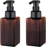 Foaming Soap Dispenser, 450ml (15oz) Refillable Pump Bottle Plastic for Liquid Soap, Shampoo, Body Wash (2 Pcs) (Amber)